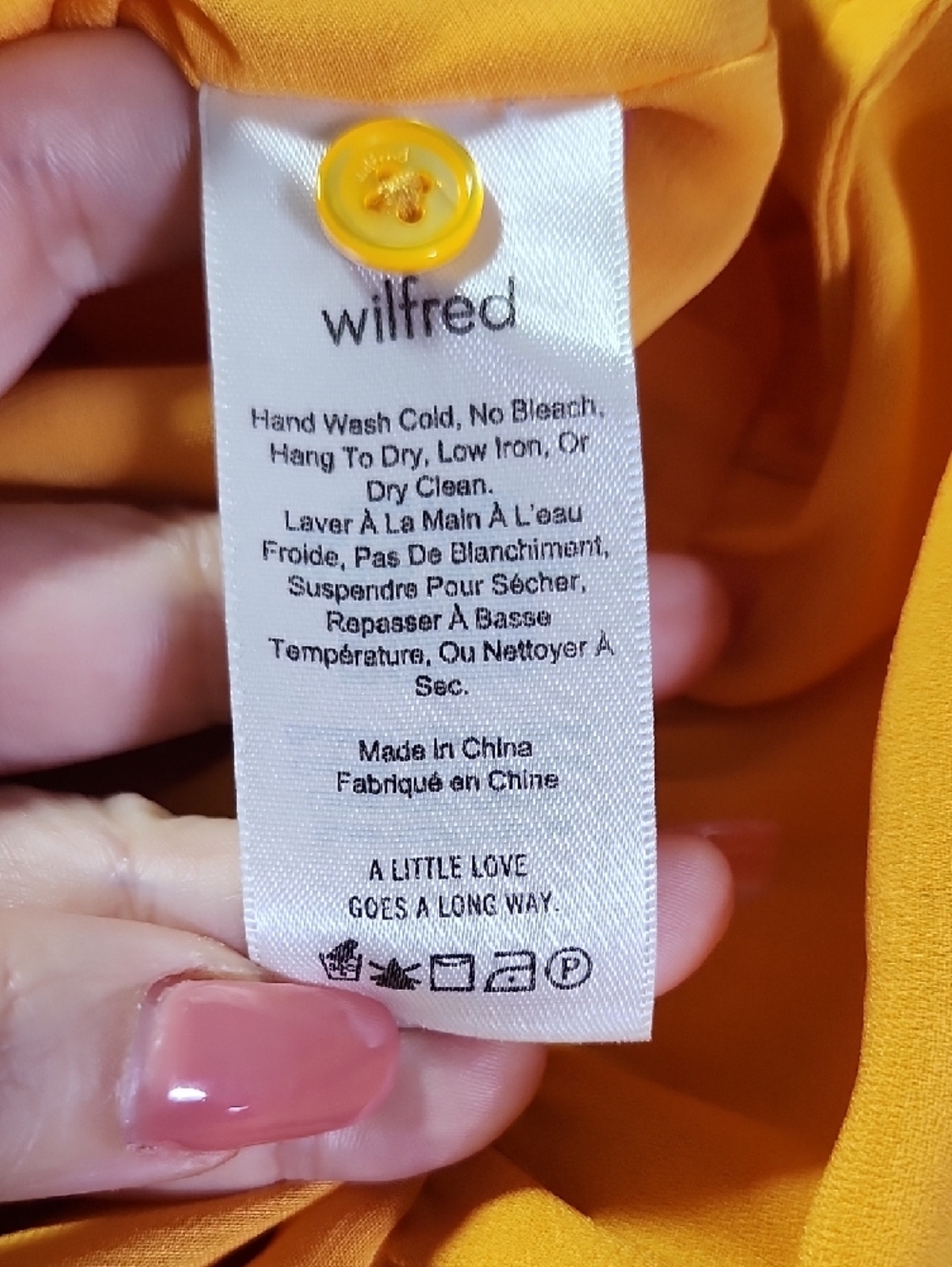 ARITZIA WILFRED Ninette round neck ruffles faux wrap dress in Tuscan Sun yellow - Picture 13 of 14